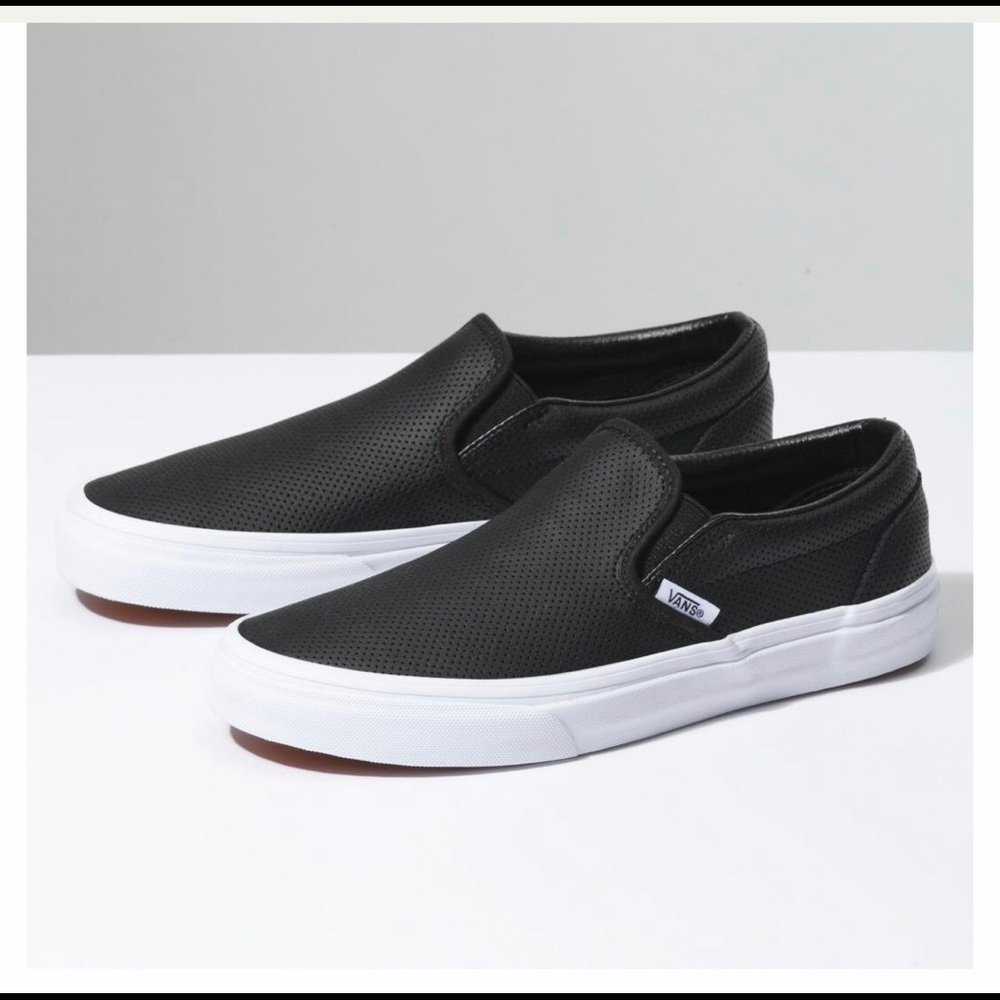 Vans Black “Perf Leather Slip-on” sz 7.5